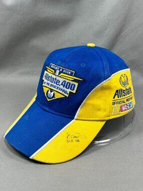 Vintage 2006 Allstate 400 at The Brickyard NASCAR Hat Strapback Blue Signed Cap